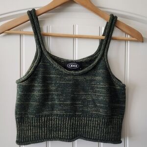 CIDER Green Knit Crop Top MEDIUM